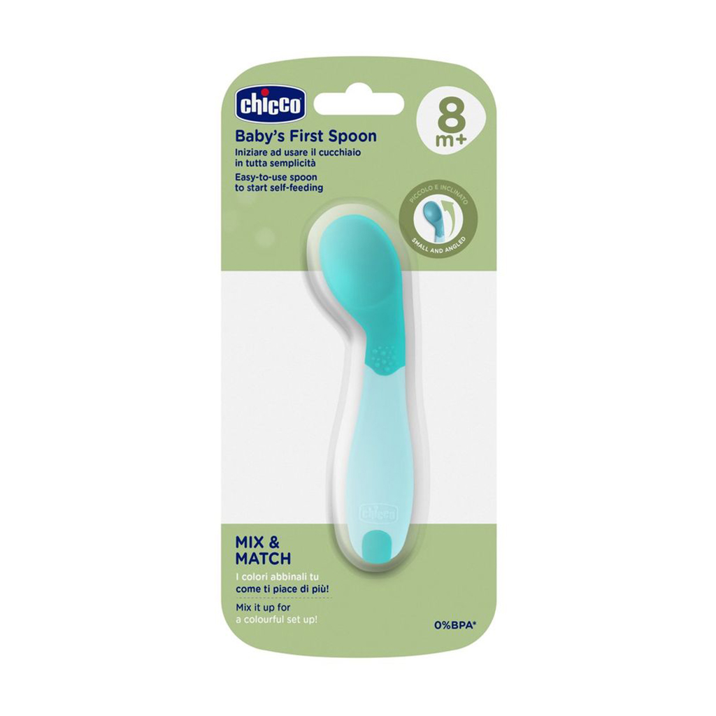 Дитяча ложка для годування Chicco Baby's First Spoon від 8 місяців, блакитна (16100.25)