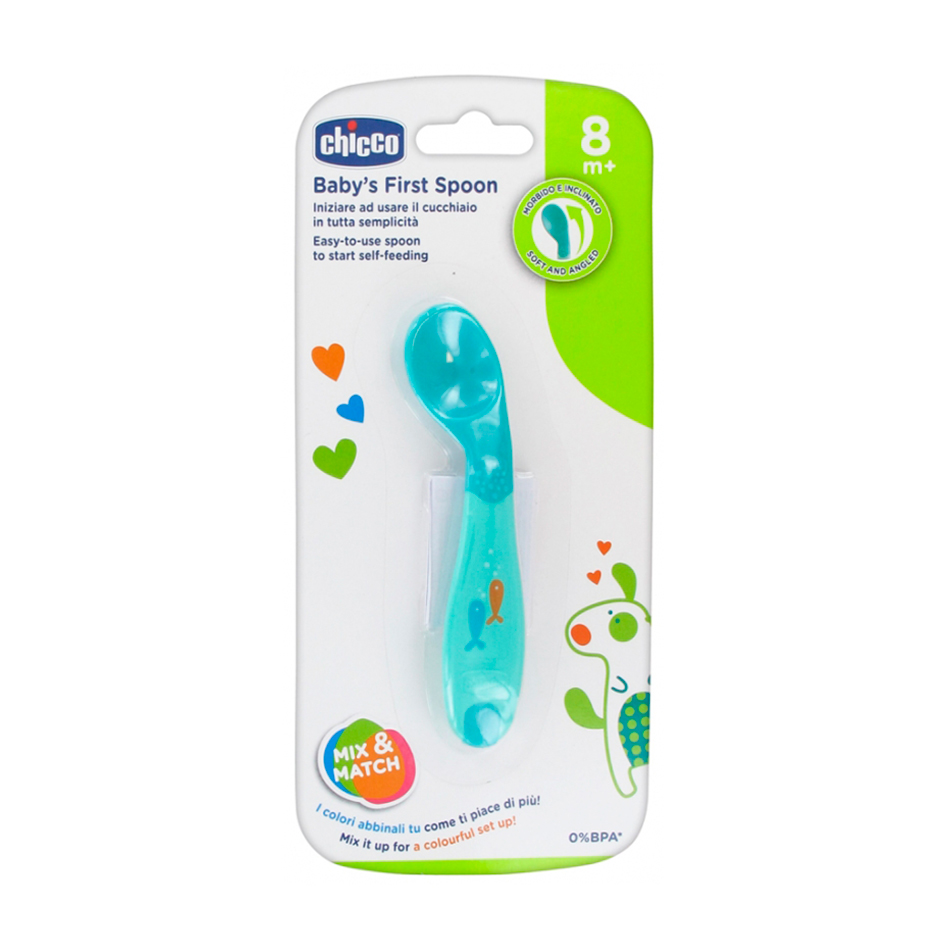 Дитяча ложка для годування Chicco First Spoon від 8 міс, блакитна (16100.20)